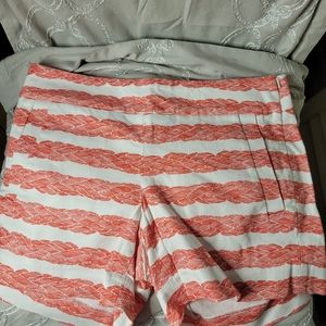 {3/$20} J. Crew Stretch Coral and White Rope Shorts